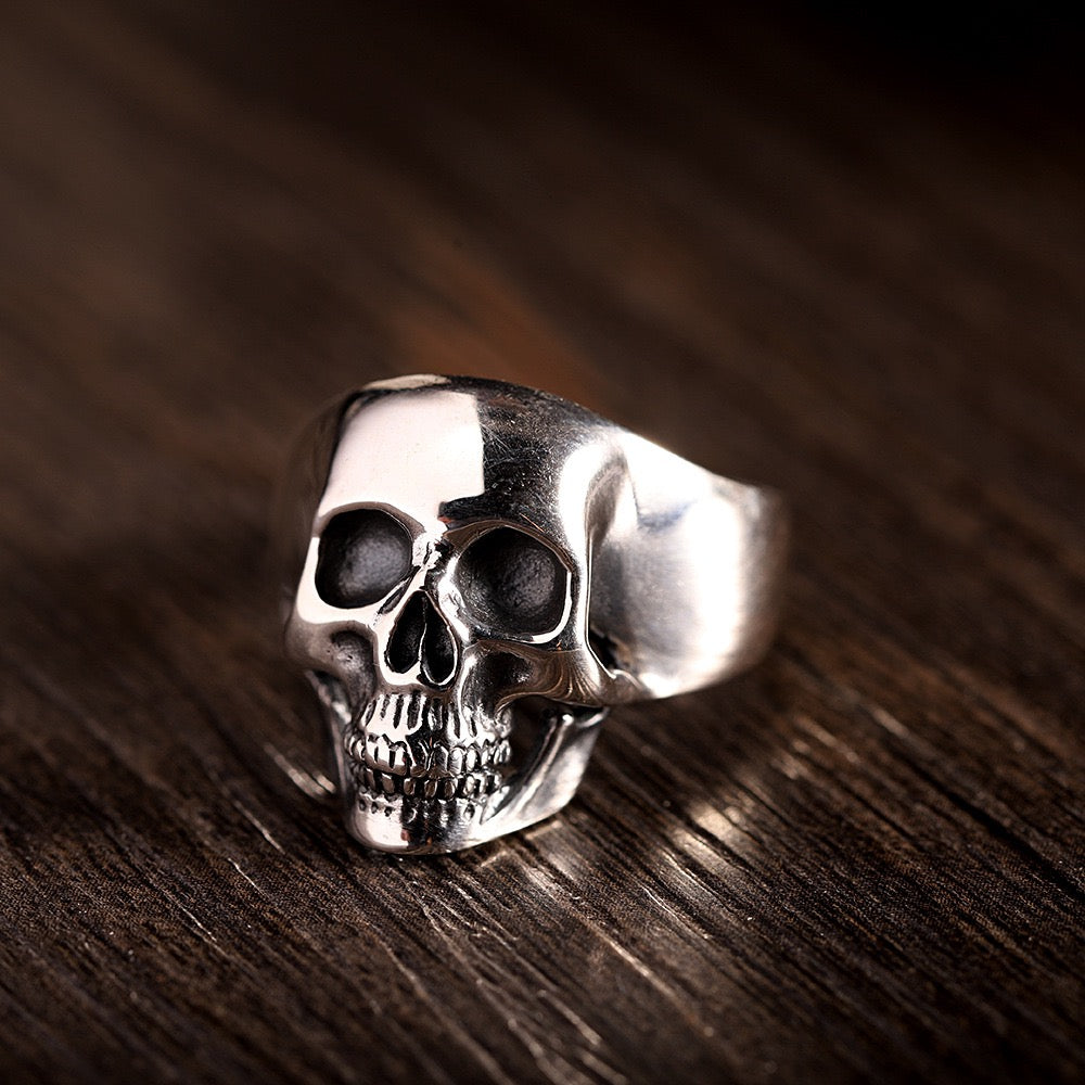 Genuine 925 Sterling Silver Vintage Skull Ring Men’s Gothic Biker Ring