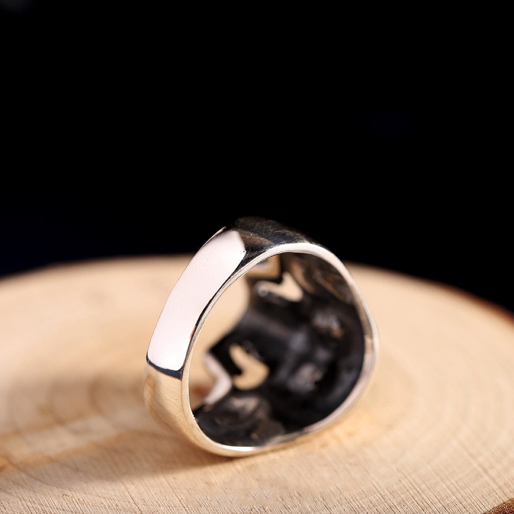 Genuine 925 Sterling Silver Vintage Skull Ring Men’s Gothic Biker Ring